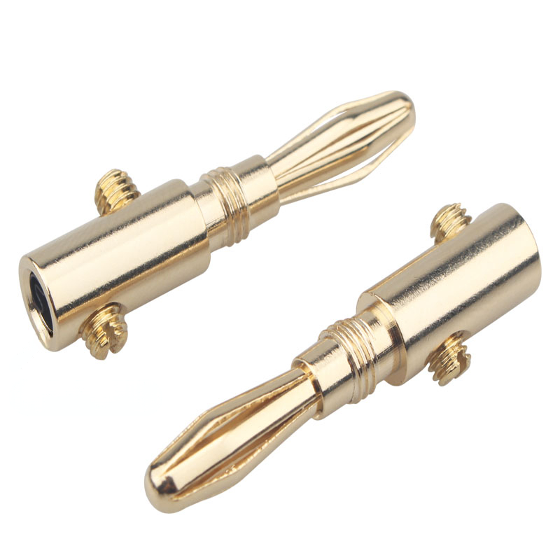 8Pcs Speaker Cable Banana Plug Non-welding Gold Plated Copper HiFi Audio Connector 4mm